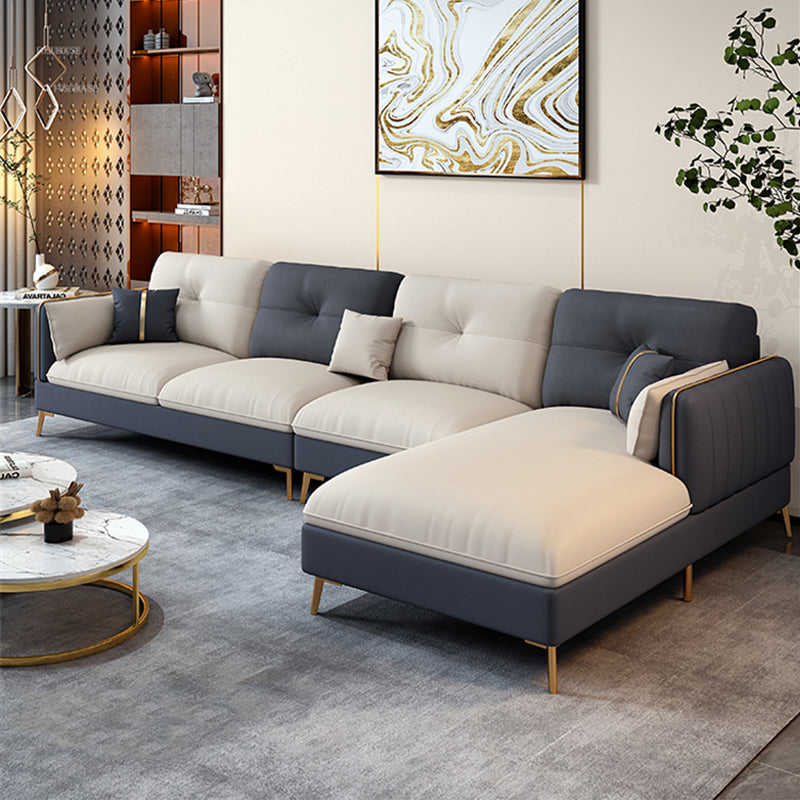 Modern Faux Leather Tufted Sofa & Ottoman Filled with Master Molty Foam