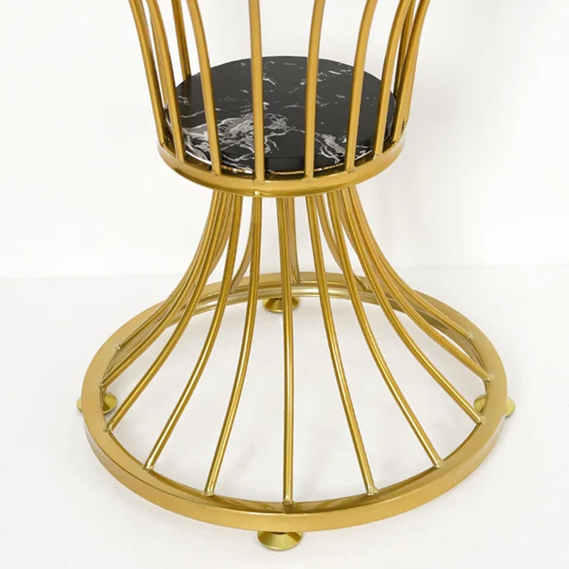 Black Round MDF Side Table Spiral-Shaped End Table in Gold