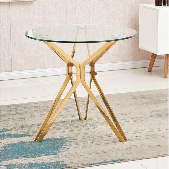 Atticus Dining Table Glass Top With Chrome Metal Legs Compact Space Saving Kitchen Dining Table