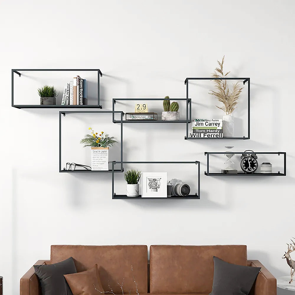 Modern Abstract Wall-Mounted Shelving in Metal  Set of 6 decor