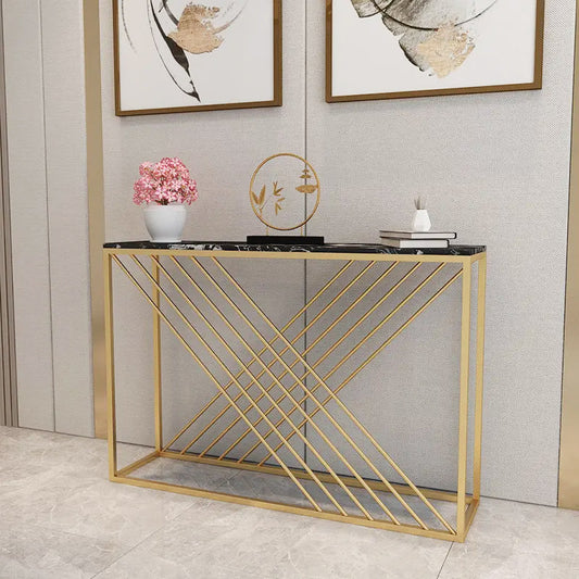 Modern Gold Luxury Console Table with Metal Frame