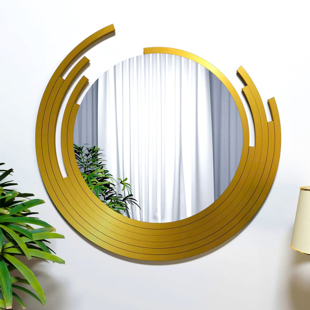 Asymmetric Golden Finish Wall Mirror Venetian Design