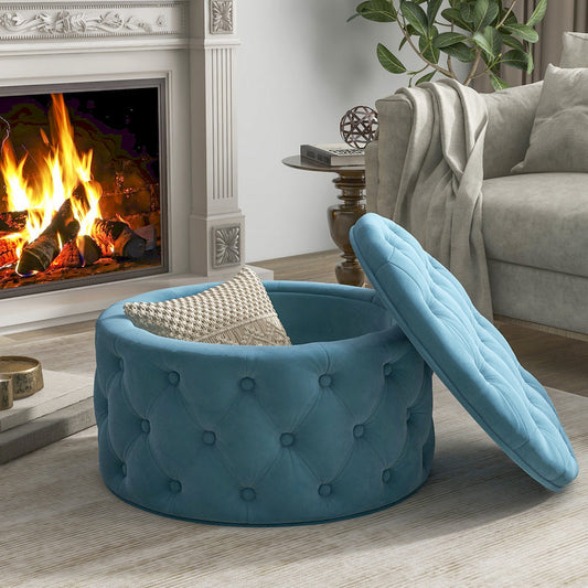 Round Ottoman Living Room Footrest with Storage