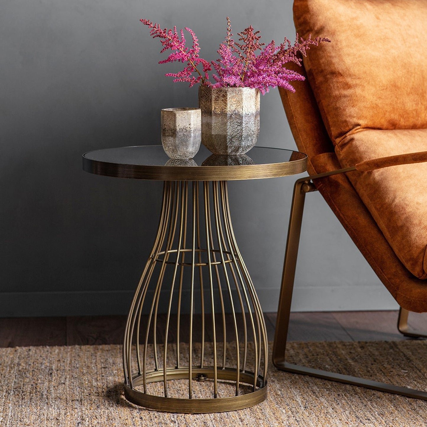 Gold Side Table with Glass Top end table