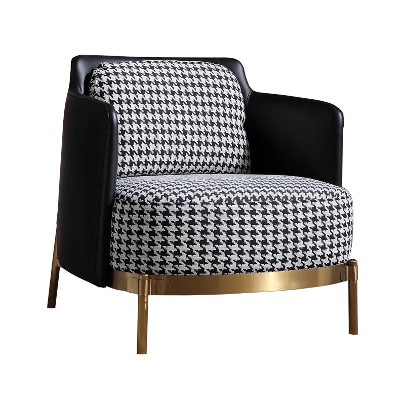 Nordic Sofa Single Light Luxury Designer Living Room Swivel Chair with Metal Frame