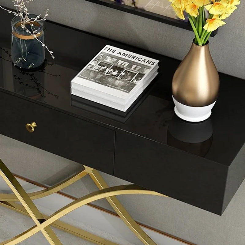 Black Console Table with Drawer Hallway Table Contemporary for Hallway X Gold Base
