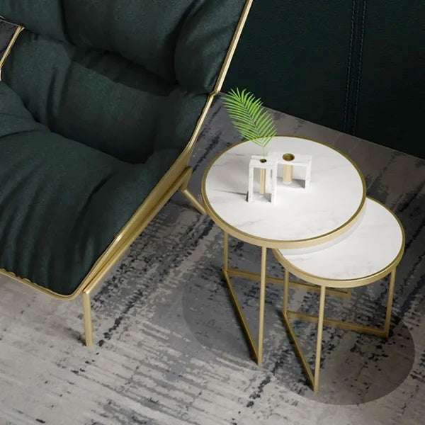 "White end table sets with a modern design, featuring sleek lines and a minimalist style, perfect for enhancing the decor of any living room or bedroom