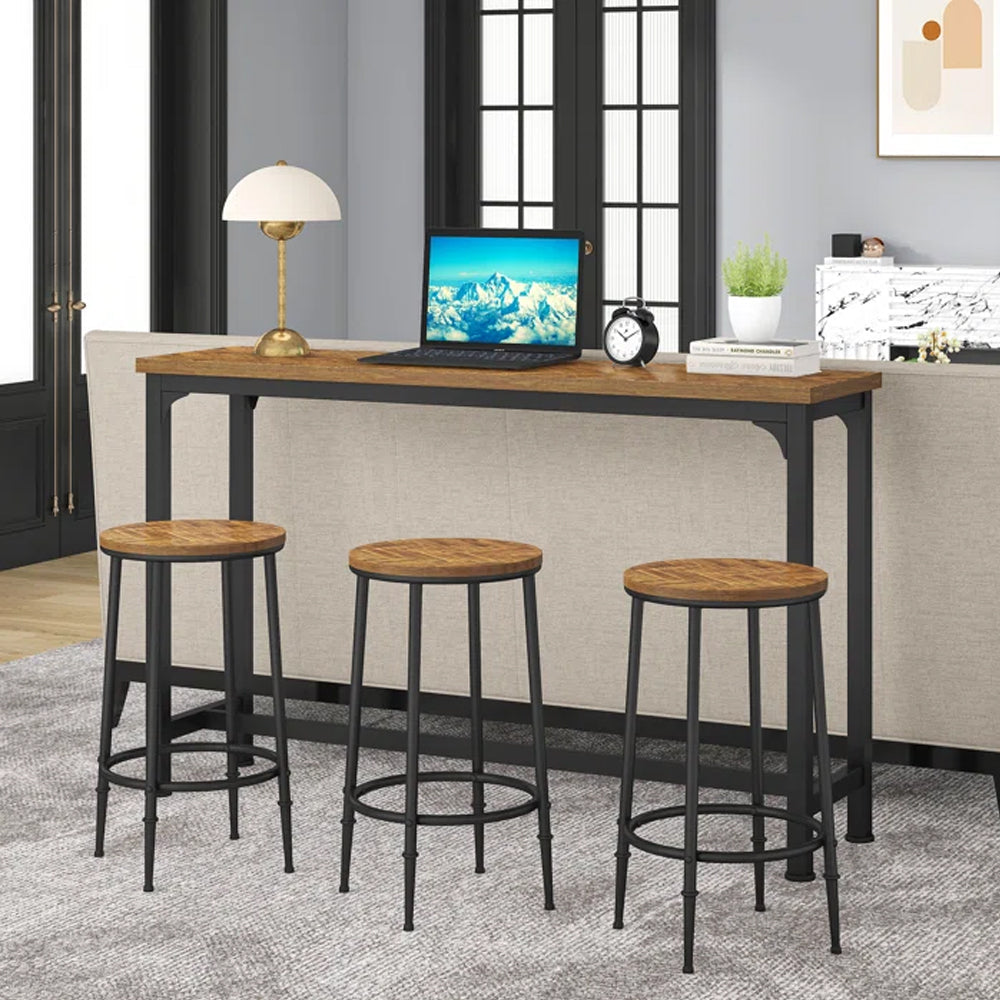3 - Person Counter Height Dining Set, Kitchen Counter Height Table with 3 Stools