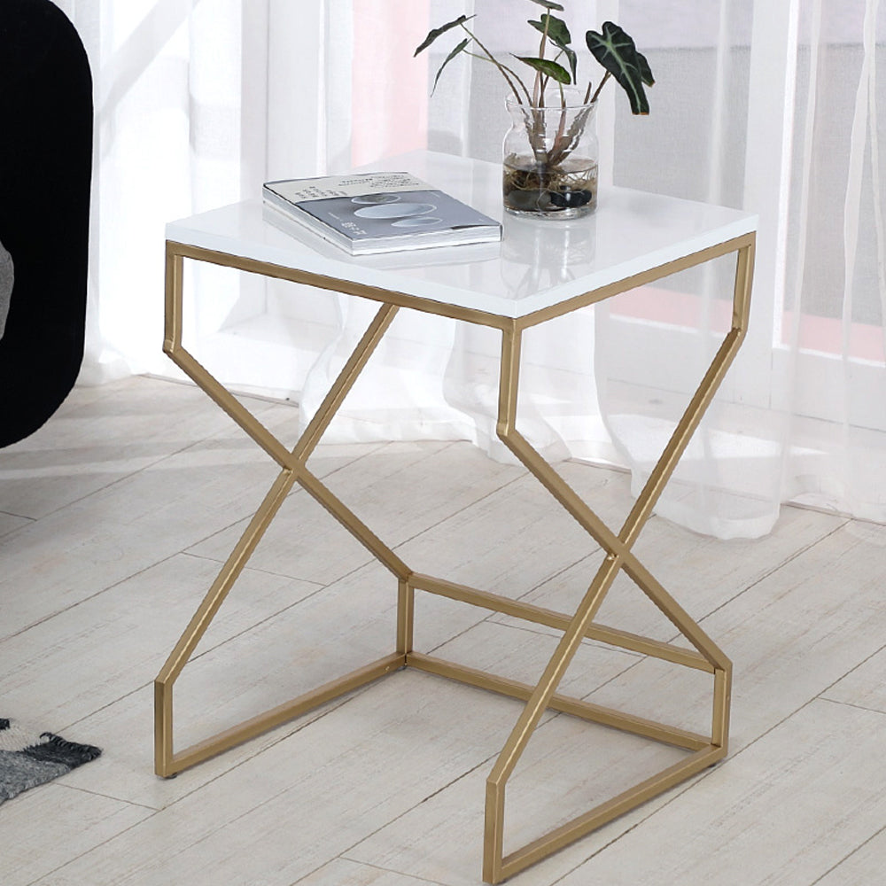 Stable Square Nesting End Table with Black MDF and Gold Frame