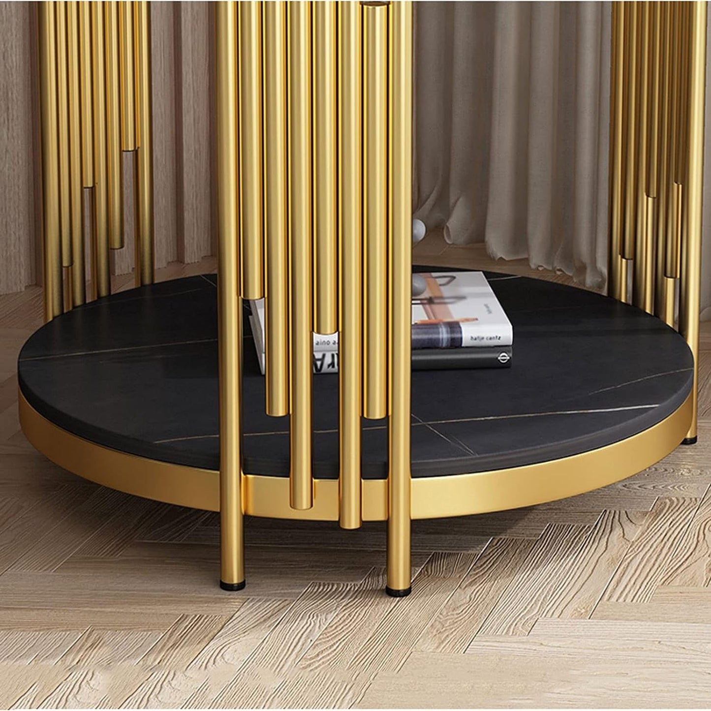 Round Side Table with 2-Layer Round Coffee Table