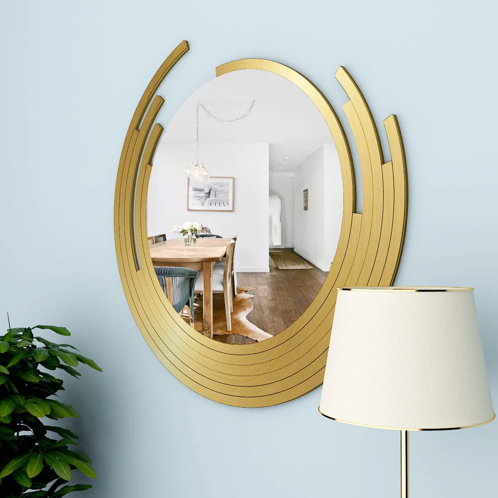 Asymmetric Golden Finish Wall Mirror Venetian Design