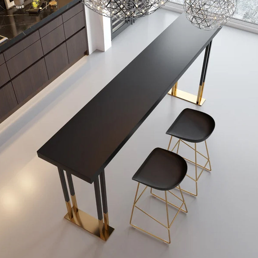 Hover Black Counter Height Table Indoor Bar Table in Gold with 2 Stool