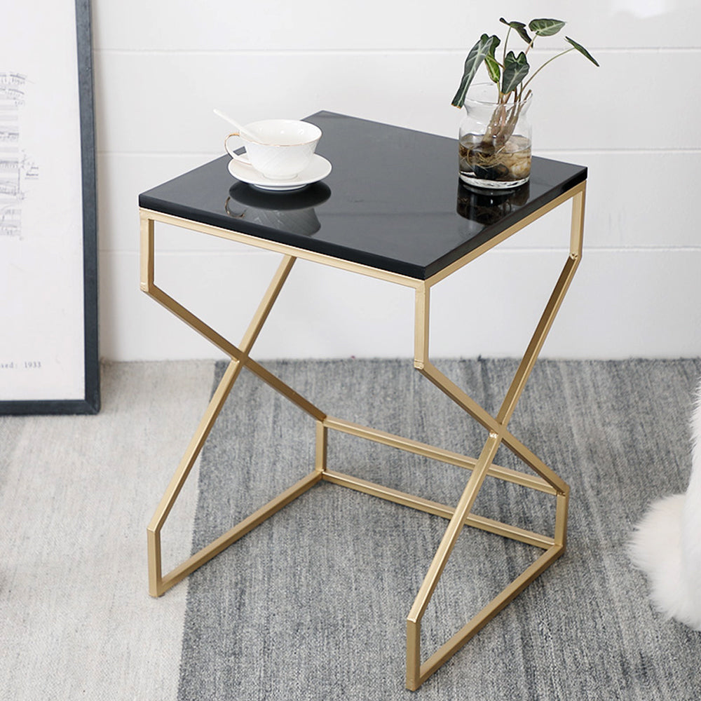 Stable Square Nesting End Table with Black MDF and Gold Frame