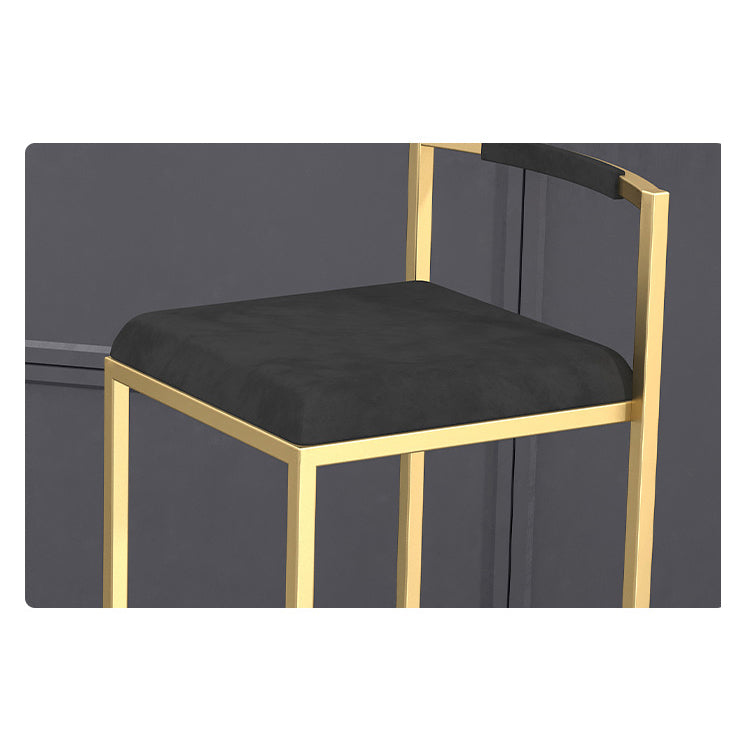 MIAOKU Bar 2 Stool Velvet Seat Dining Chair with Gold Metal Legs Pub High Stool, for Breakfast Bar Stool Kitchen Counter