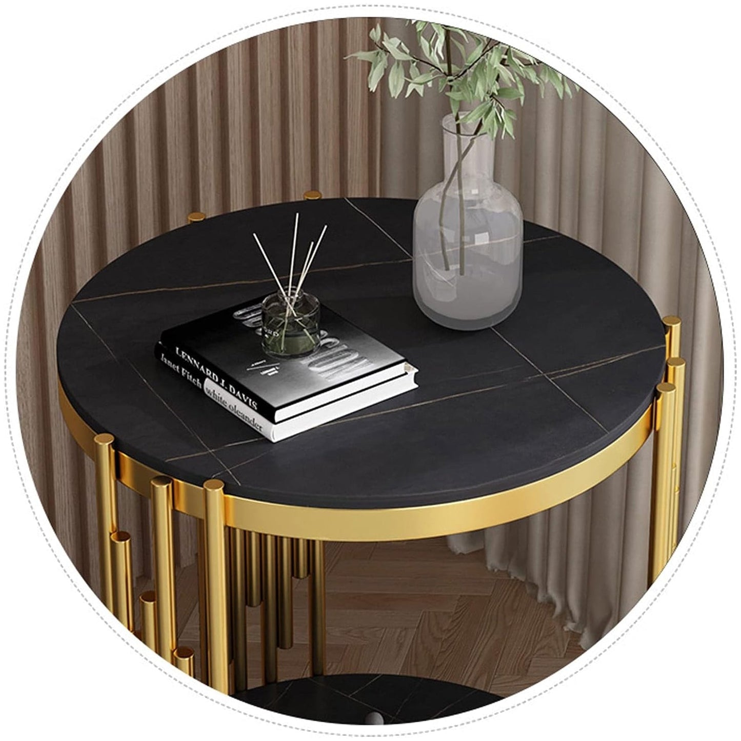 Round Side Table with 2-Layer Round Coffee Table