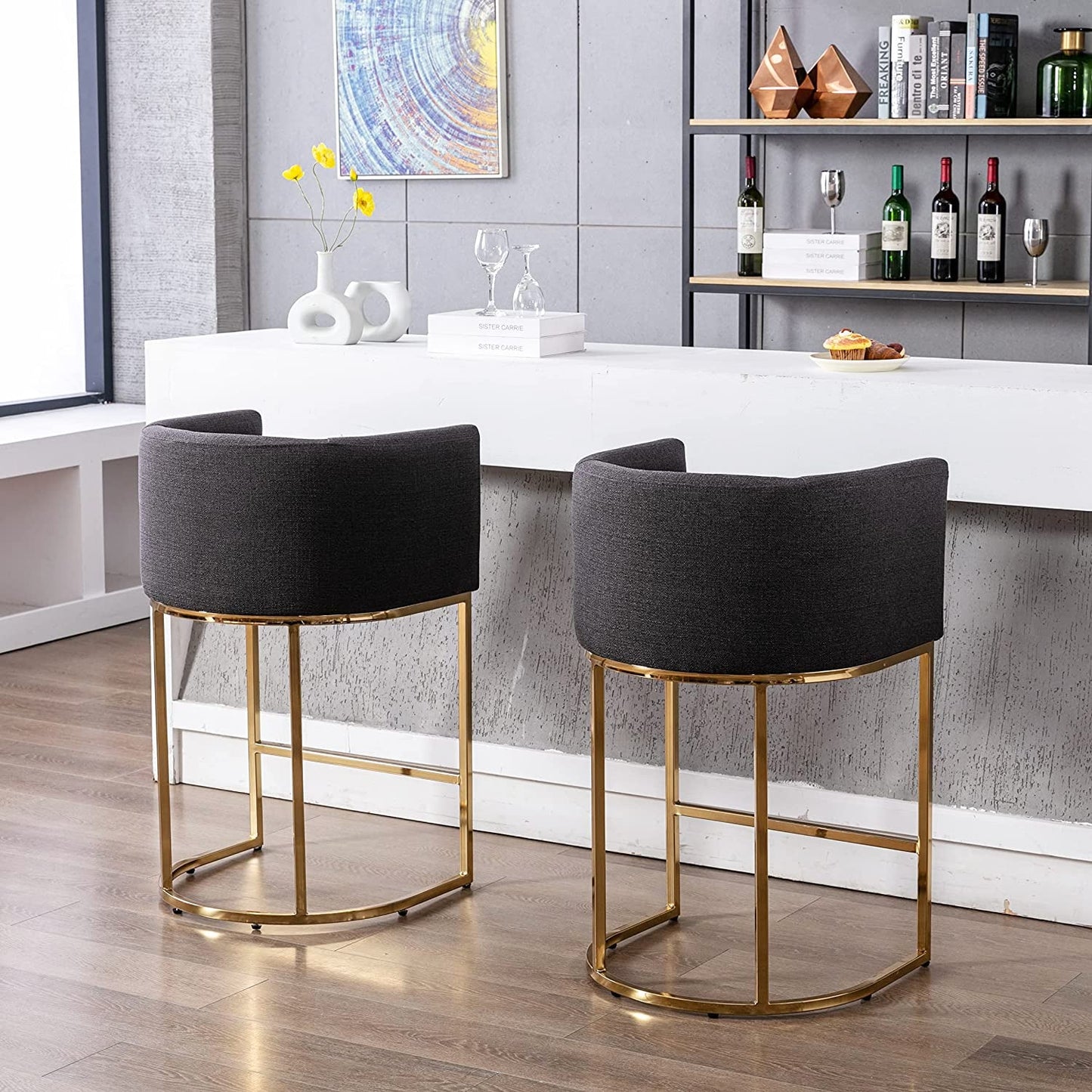 Upholstered Fabric Counter Height Bar Stool dining chairs