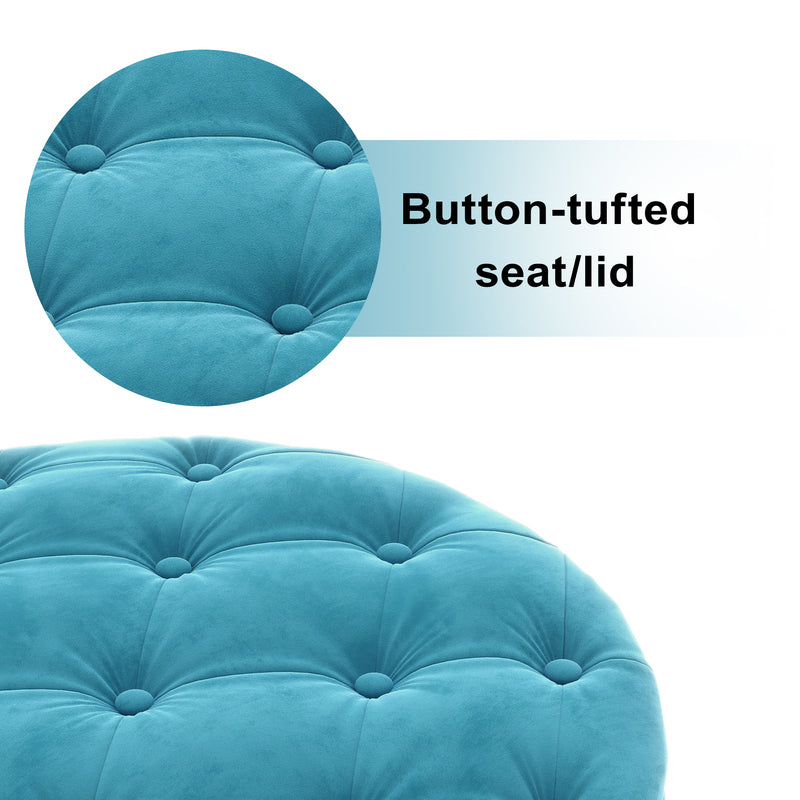 Round Ottoman Living Room Footrest with Storage