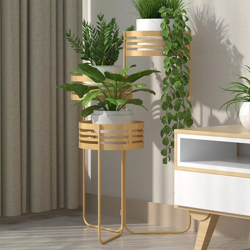 3-Tier Metal Plant Stand Ring storage tray, 3-layer storage space, foldable design, create free and changeable space.