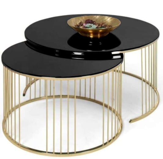 Luxury Coffee Table  Unique Combination of Black & Gold nesting center tables