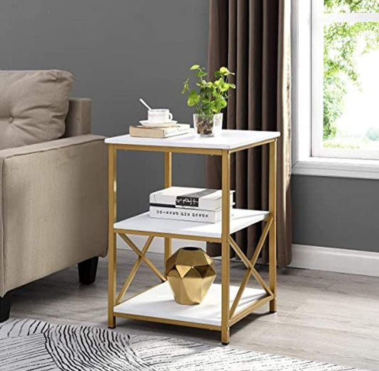 Luxury 3-Tiers Square Sofa Side Table