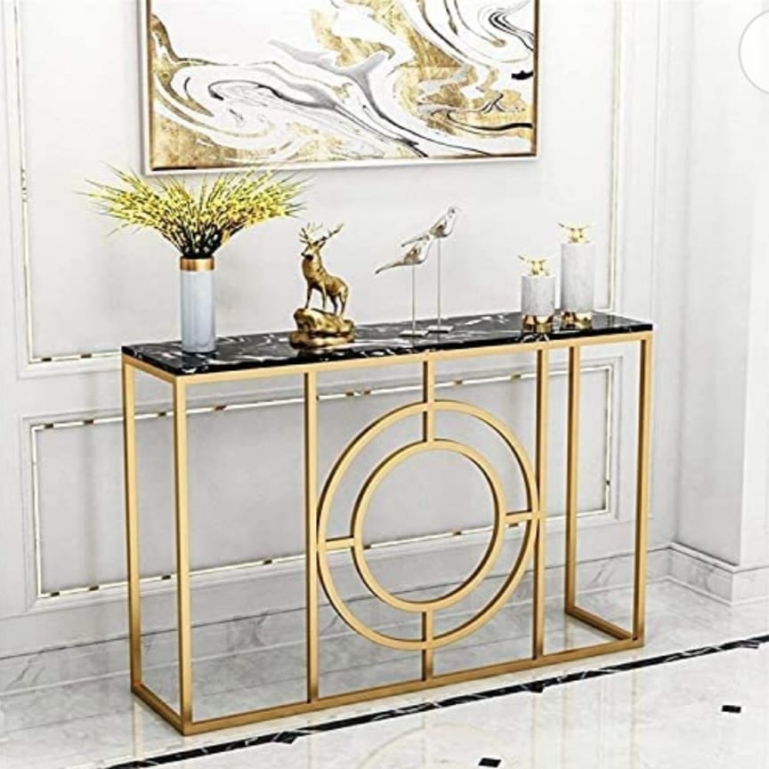 Luxury Metal Frame Console Table, Hotel Entrance Living Room Table Sturdy Durable Dinning Room