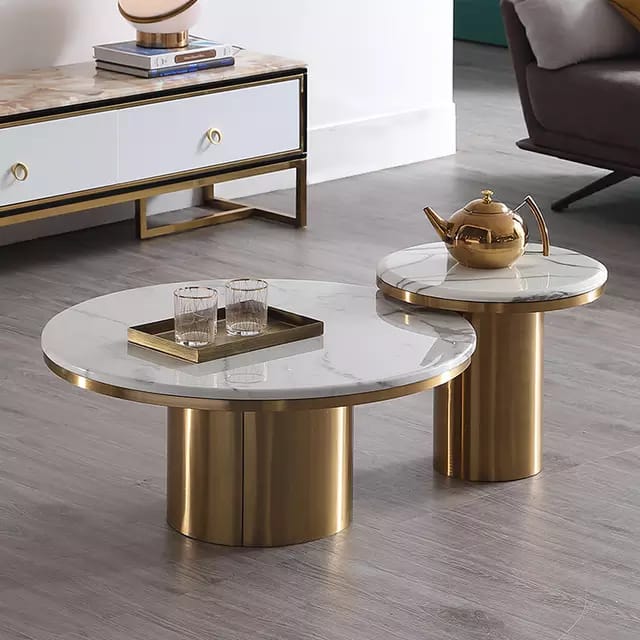 Corner Table Living Room Furniture Gold Metal Iron Coffee Table Legs Nordic Round Granite Coffee Tables