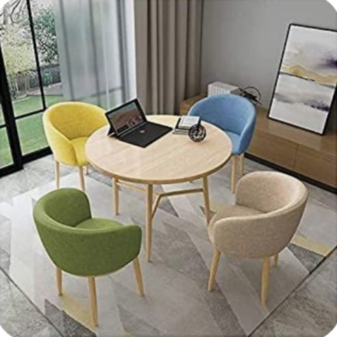 Round Table and Chair Set of 4 Furniture Simple Leisure Kitchen Dining Table and Chair Combination Modern Family Living Room Kitchen Lounge Table