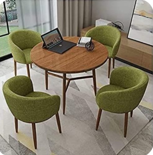 Round Table and Chair Set of 4 Furniture Simple Leisure Kitchen Dining Table and Chair Combination Modern Family Living Room Kitchen Lounge Table