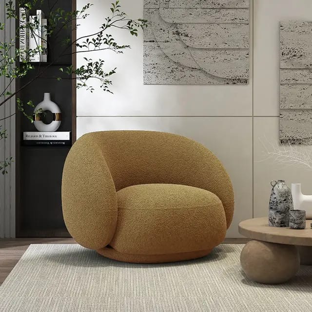Elegant Velvet Lobby Armchair rounded shell