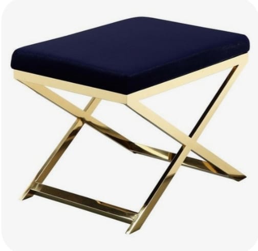 X-Base Entryway Modern Bench With Velvet Upholstery in Gold