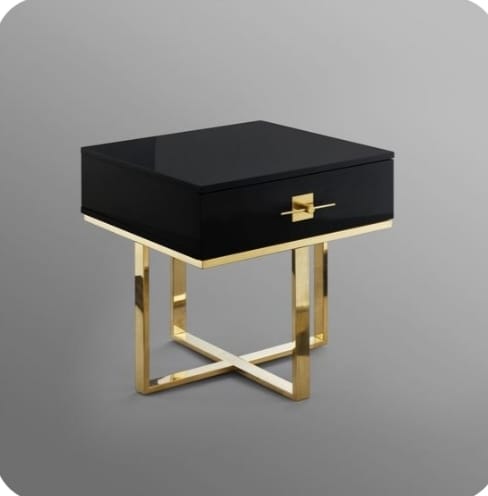 Luxury sofa end table Home Glam Black Cross Leg side table