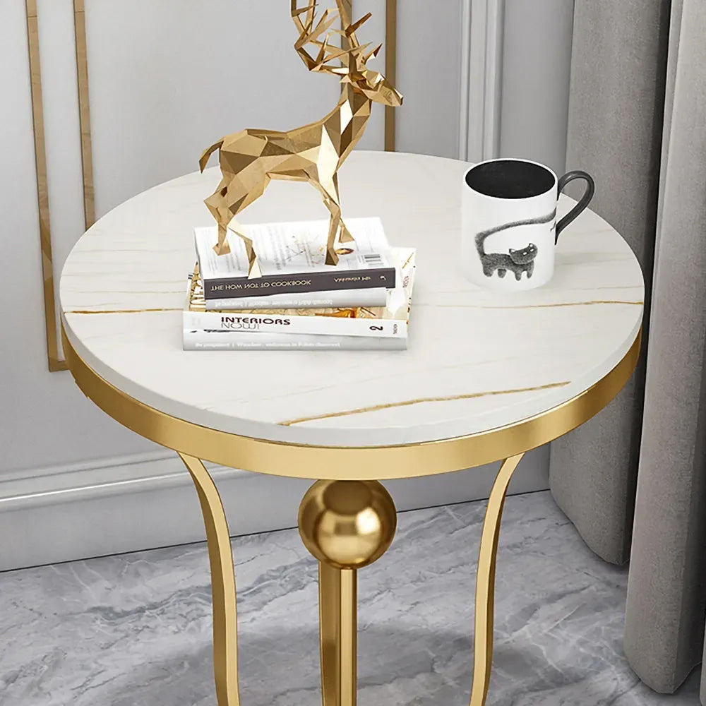 Modern Side table End Table with Metal Pedestal