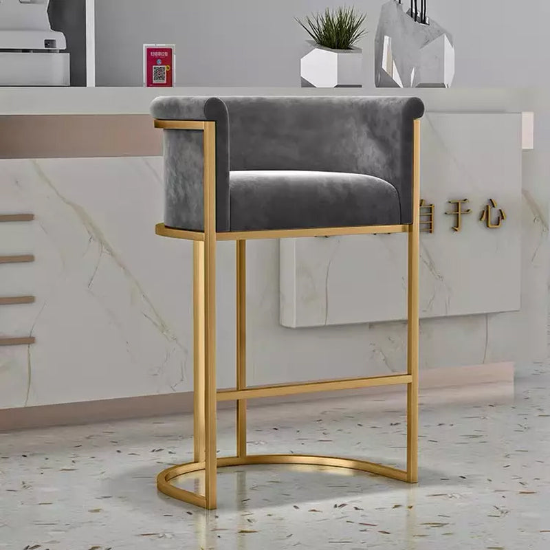 Modern Luxury Hot Selling High Quality Furniture Industrial Metal Bar Chair Velvet Fabric High Stool Chair 