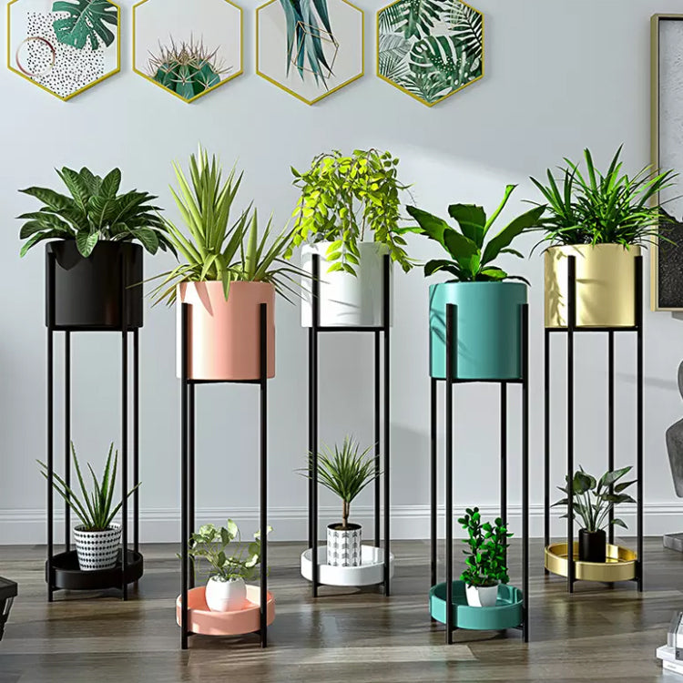 Nordic Style Creative Flower Stand, iron flowerpot, circular simple floor shelf