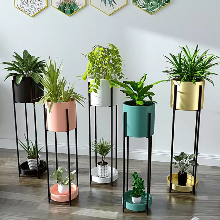 Nordic Style Creative Flower Stand, iron flowerpot, circular simple floor shelf