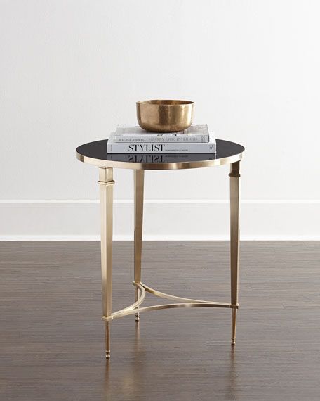 Kate and Laurel Celia Round Metal Foldable Tray Accent Table, Black and Gold