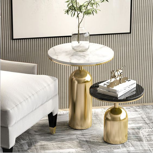 Luxury Side Small Round Coffee Table Minimalist Light in Metal Frame