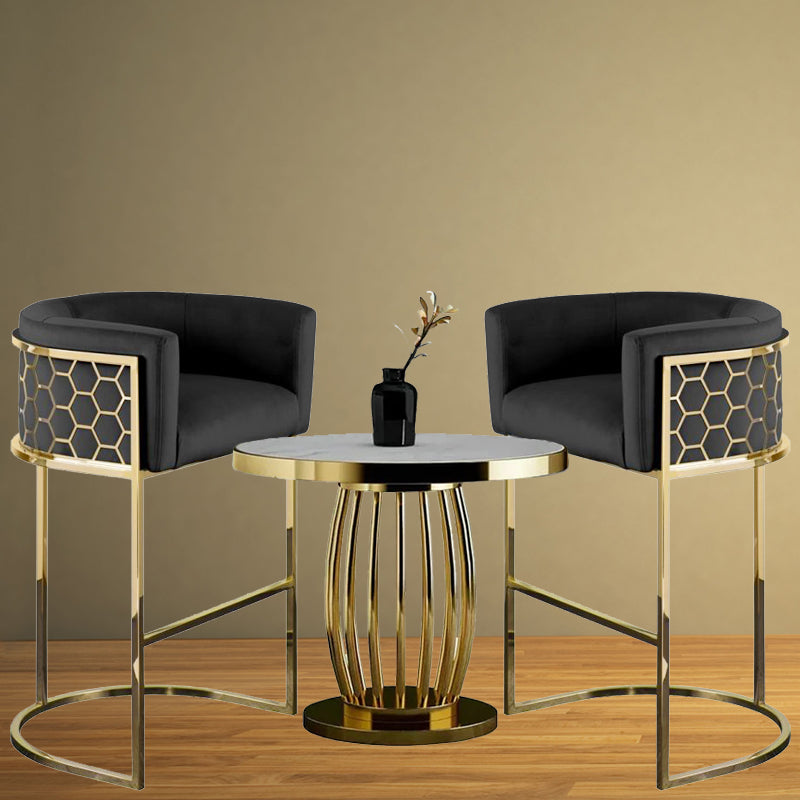 Alveare Bar Stool Honeycomb Metal Frame Upholstered with Coffee Table 