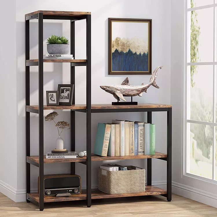 Vekin Ladder Corner Bookshelves 5 Tier Shelf Display Stand Storage Bookshelf Organizer Living Room Home Office Bookcase