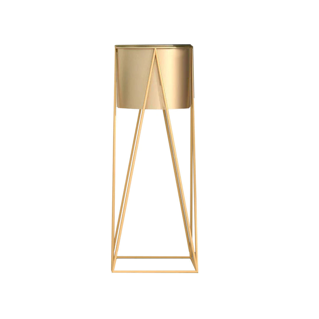 Gold Metal Plant Stand with Gold Flower Pot Holder (2Pcs)