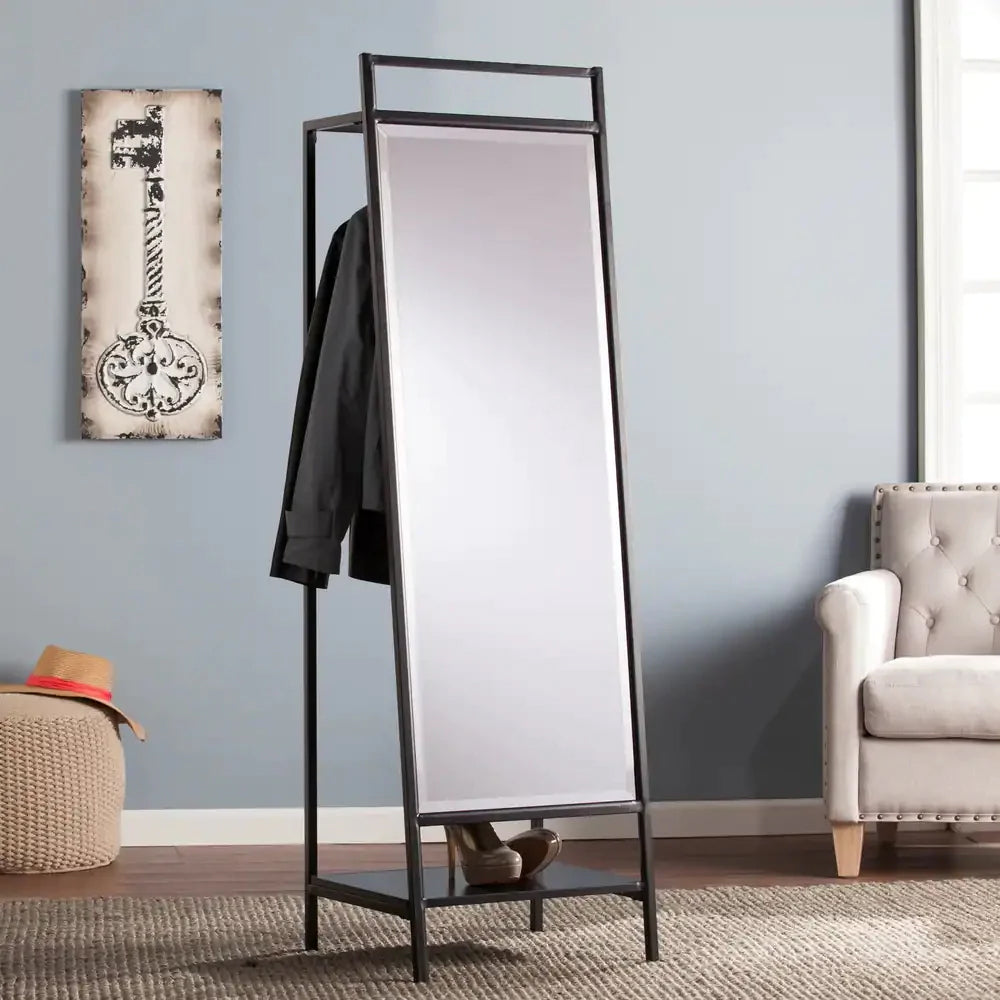 Multi-functional Mirror Stand with Hidden Coat and Shoe RacK