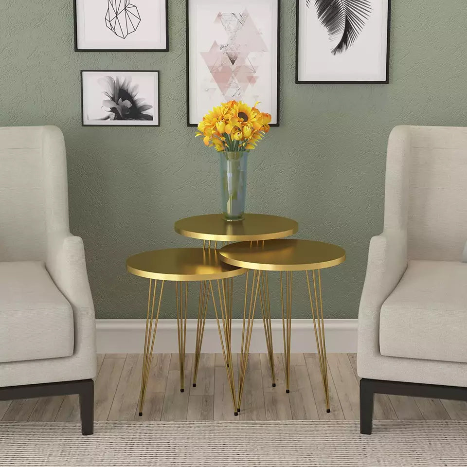 Set of 3 HIGH Round Coffee Gloss Nesting End Tables